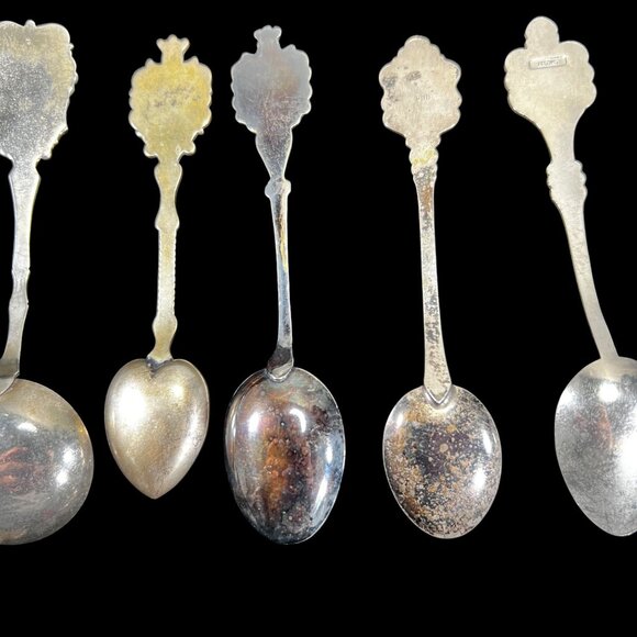Set Of 10 Vtg Collectible Souvenir Spoons Enamel Shields Crest Europe So America - Picture 5 of 16